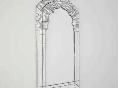 Vintage Moorish Wood Mirror 3D model