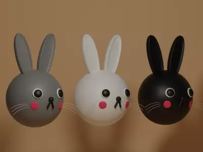 Cartoon Cute Bunny Rabbit Collection 3D model