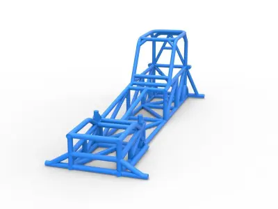 Frame of Supermodified front engine race car V1 Scale 1 to 25 3D print model