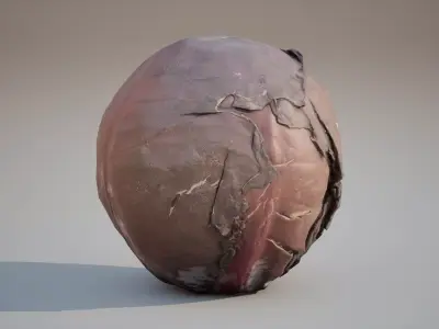 Low Poly of Red cabbage 3d model Game ready Low-poly 3D model