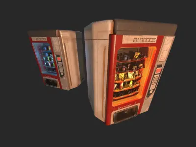Sci-Fi Vending Machine And Snacks props Free low-poly 3D model