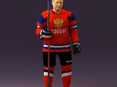 Hockey player in team russia jersey 0900 3D model