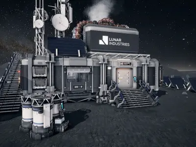 Modular Lunar Base Low-poly 3D model