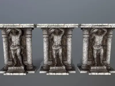 statue 2 column with Low-poly 3D model