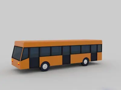 3d model orange bus Low-poly 3D model