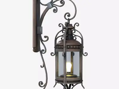 Light wrought iron wall lantern 3D model