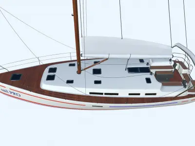 Sailing Yacht PBR Low-poly 3D model