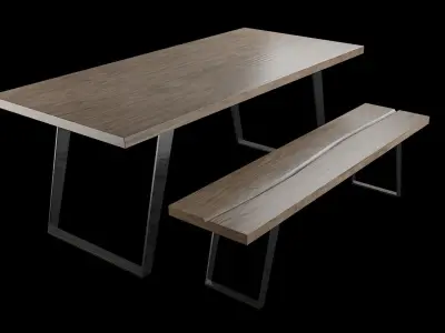 Dining Table Set-08 Low-poly 3D model