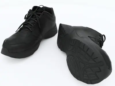 Sneaker leather shoe Low-poly 3D model