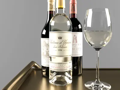 Bar Cart with Accessories 3D model