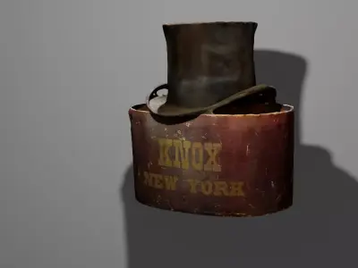 Top Hat and Hat box Model Low-poly 3D model