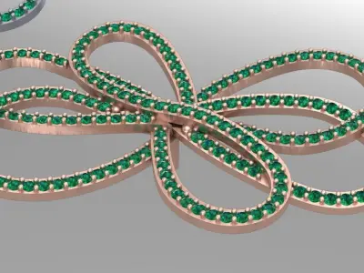 bowtie papion brooch and earrings 3D print model