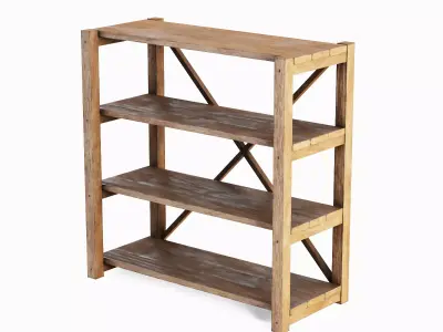 Wide Pottery Shelf A 05 Low-poly 3D model