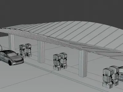 Charging station with cars 3D model