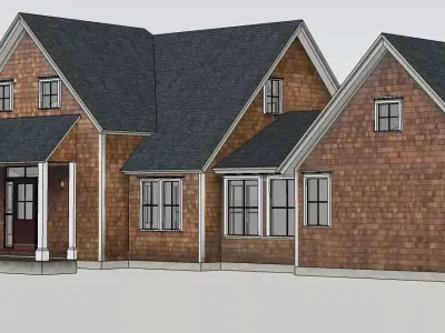 American house - outer shell only Low-poly 3D model