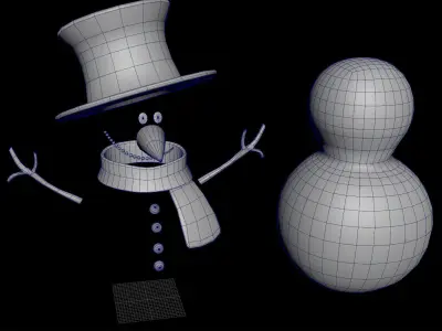 SnowMan - Game Ready wearing hat and scarf Low-poly 3D model