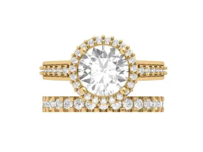 Bridal Set Solitaire Wedding Ring 3D print model
