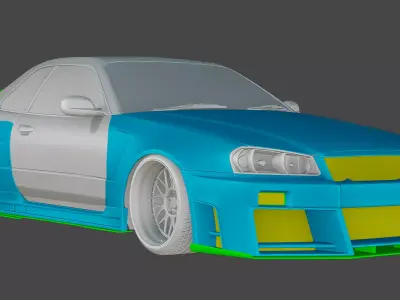NISSAN GT-R R34 KUHL RACING Low-poly 3D model