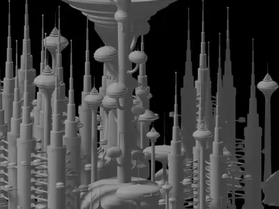 Sci-Fi Buildings Pack - 6 Buildings 3D model 3D model