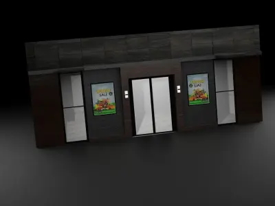 Tiny Modern store Free low-poly 3D model