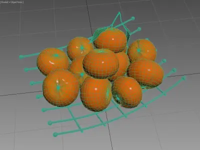 mandarine tangerines in wire basket 3D model