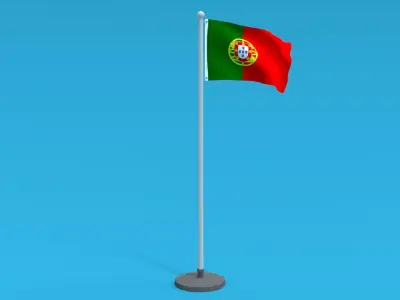 Low Poly Seamless Animated Portugal Flag Low-poly 3D model