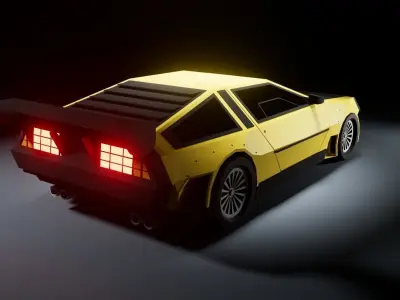 Furious 1981 DMC DeLorean Low-Poly Style Low-poly 3D model