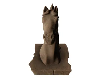 Wooden Horse Head Sculpture 3D model