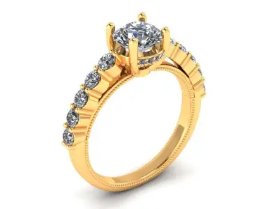 Five Stone Engagement Ring 3D model