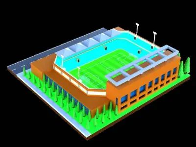 Low poly Football Stadium  Low-poly 3D model