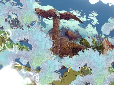 Landscape USA Scene Animated Paralax Low-poly 3D model