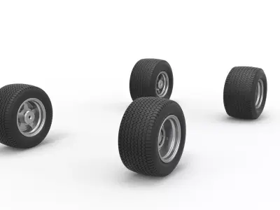 Wheel set of Northeast Dirt Modified stock car V4 Scale 1 to 25 3D print model