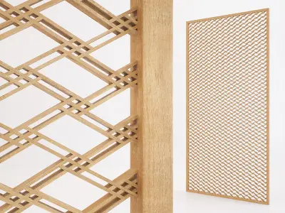 KUMIKO Collection B lattice pattern wall slats 3D model