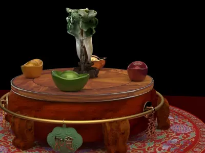 Chinese jadelite cabbage sculpture  3D model