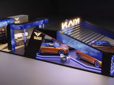 Modern Luxury Automotive Exhibition Stand Low-poly 3D model