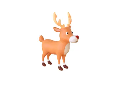 Cartoon Reindeer 3 Cute  Low-poly 3D model