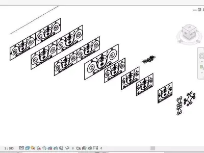 Steel Rail Decorative Classic Balcony  3D model