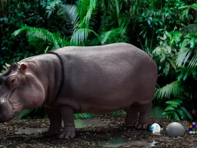 Animation Ready hippopotamus 3D model with arnold shading  3D model