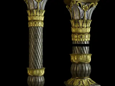 East carved column 3D model