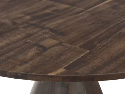 Dark Brown Reclaimed Wood Round Dining Table 3D model