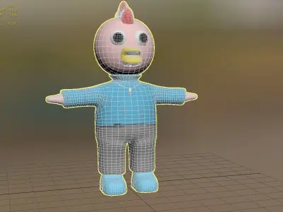 Cartoon Chicken Q edition cute doll design cartoon character 3D model