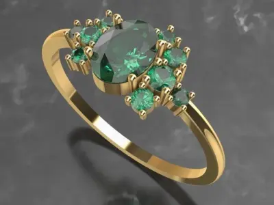 Ring-size53 emerald ring gold 3D print model