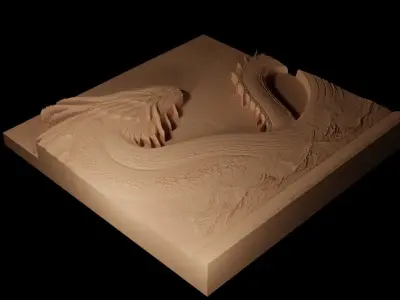 Leviathan CNC 3d Print High Relief Sand Casting 3D print model