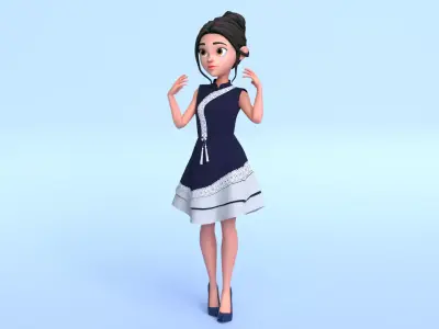 Ava Cartoon Girl Model 3D model