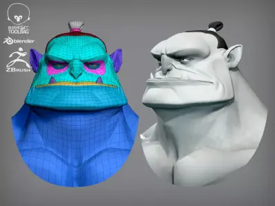 Cartoon male characrter Orc base mesh 3D model