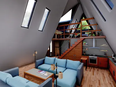 Two Storey A - Frame tiny house 3D model