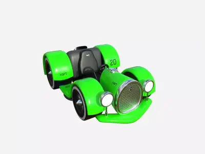 Cartoon Kart E04 Green - Vehicle Racing Design Low-poly 3D model