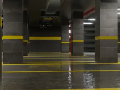 underground parking Low-poly 3D model