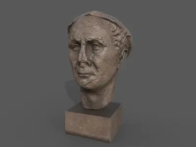 Male head sculpture   Low-poly 3D model