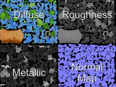 Blue Hydrangea in Wooden Vase Model Pack Low-poly 3D model